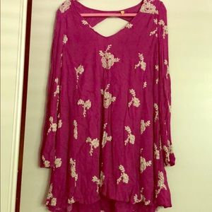Free People Embroidered Peasant Sleeve Dress